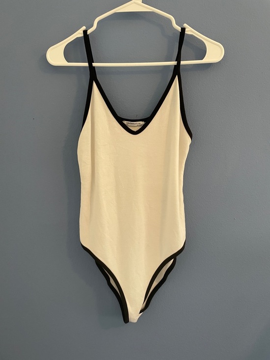 Zara Tops - Black Trim white Bodysuit